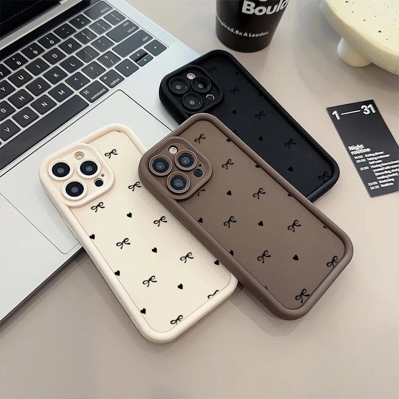 Ốp Lưng Cho VIVO V40 Lite V29 V30 Pro V25 V23 X100 V15 S1 V20 Pro V21 V30E V29E V27E V23E Y28S Y100 5G Ốp Lưng Nơ Dễ Thương Trái Tim Tình Yêu Camera Bảo Vệ Chống Sốc