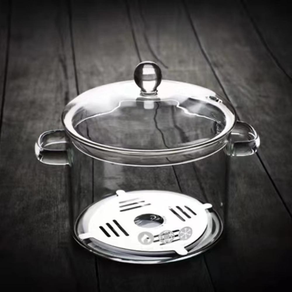 Nồi thủy tinh HOBBYIN, có nắp Chậu súp thủy tinh Borosilicate cao, Chịu nhiệt đa năng 1350 / 1900ml có tay cầm Nồi nấu cảm ứng Gas