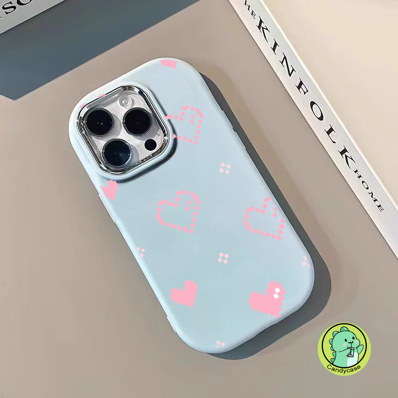 Ốp Điện Thoại Hình Bầu Dục Cho OPPO A98 A93S A80 A79 A77 A76 A73 A72 A58X A57 A55S A40 A36 A16E A16K A11 A11X 5G 4G Vỏ Hoạt Hình Dễ Thương Pixel Trái Tim Tình Yêu Vỏ Chống Sốc Mềm
