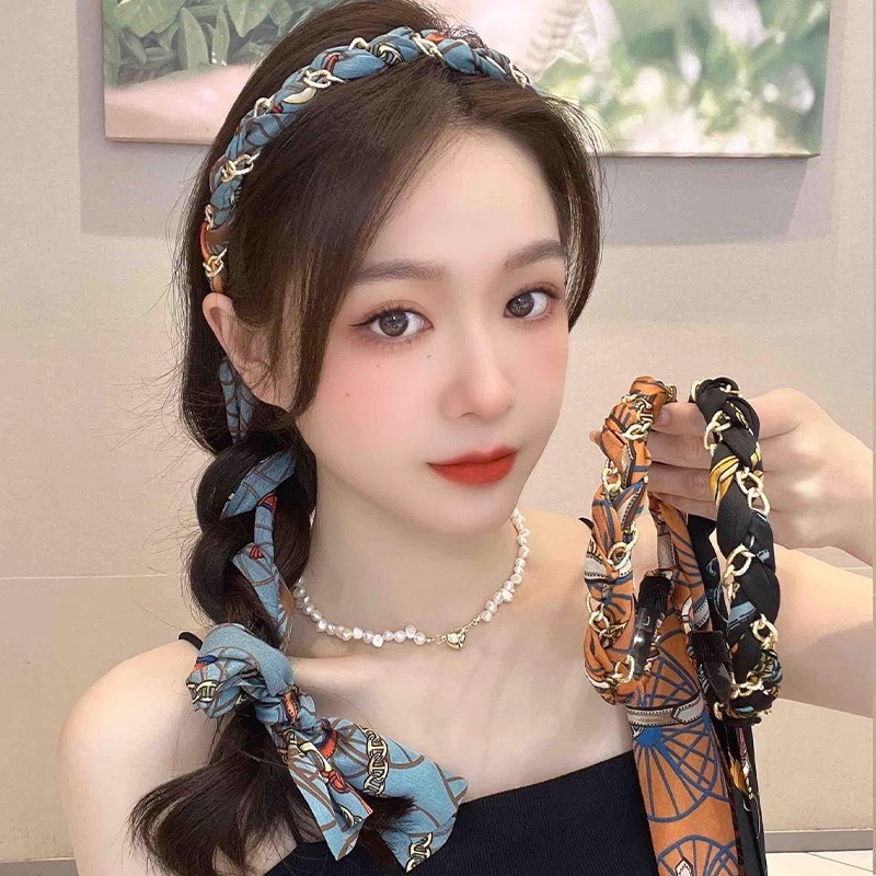 【Phụ Kiện Tóc】Băng Đô Cài Tóc Bện Đầu Ruy Băng Ngọc Trai Đẹp Thời Trang Hàn Quốc Cho Nữ