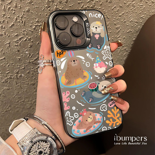 ibumpers Ốp Điện Thoại iPhone Họa Tiết Động Vật Vui Nhộn Dễ Thương Cho IPhone 16 15 14 12 13 11 Pro Max IP 7 8 Plus X XS XR Ốp Lưng IMD Cứng Và Nhẵn