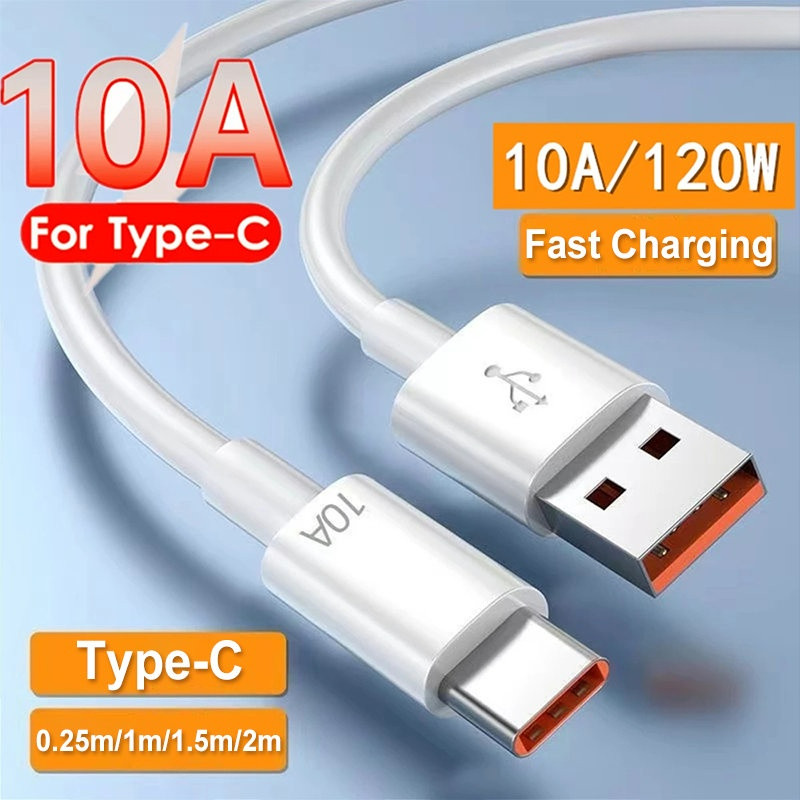 Cáp sạc nhanh 10A Type-C USB-C Dây sạc bền 0,25 / 1 / 1.5 / 2m cho Android Samsung Xiaomi Phụ kiện điện thoại sạc nhanh