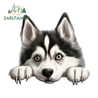 EARLFAMILY Husky Dog Peeker Nhãn Dán Xe Hơi Thời Trang Tắc Xước Gương Chiếu Hậu Xe Máy Ốp Lưng Laptop Decal Chống Thấm Nước Phụ Kiện Xe Hơi