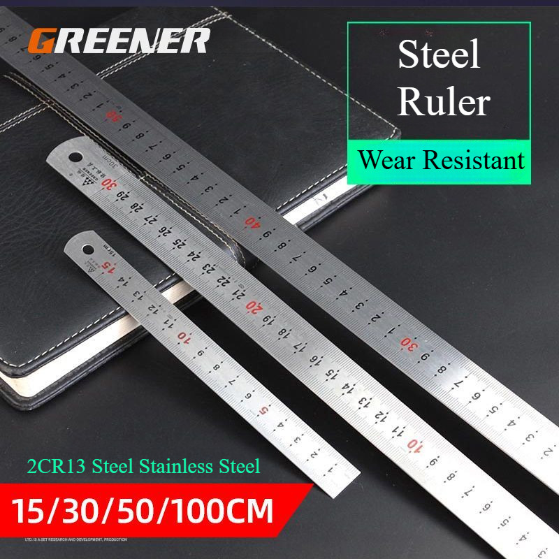 Thước thép dày 15/30/50cm, dài 1.5 mét, inox cứng, chia vạch rõ, độ chính xác cao