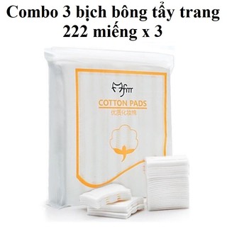 (222 Miếng x 3) COmbo 3 Bịch Bông Tẩy Trang Cotton Pads Siêu Tiện Lợi
