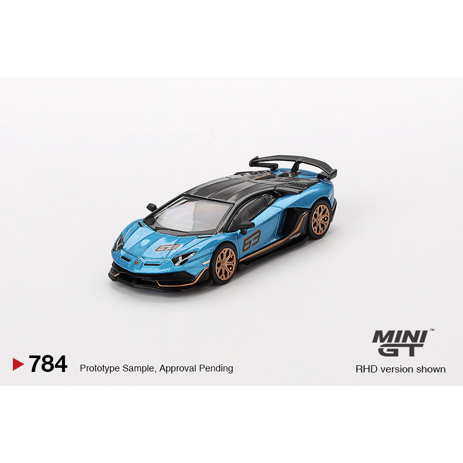 MINI GT Card Version MGT00784 Lamborghini Aventador SVJ 63 Blu Aegir ...
