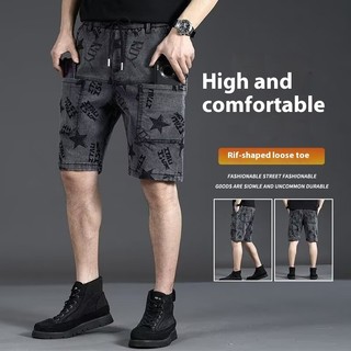DICHUANGZHE On Time Denim Quần Short In Hình Thẳng Bảo Hộ Lao Động Quần Thường Ngày