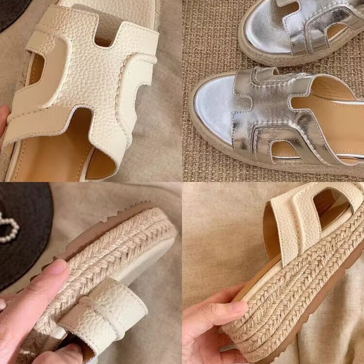 Size Nhỏ 31 32 33 Size Lớn 43 44 Đế Dày Cao Cấp h Dép 6cm Retro Đế Bằng Nêm Gót Bên Ngoài Mặc Dép Nữ Mùa Hè MAY16