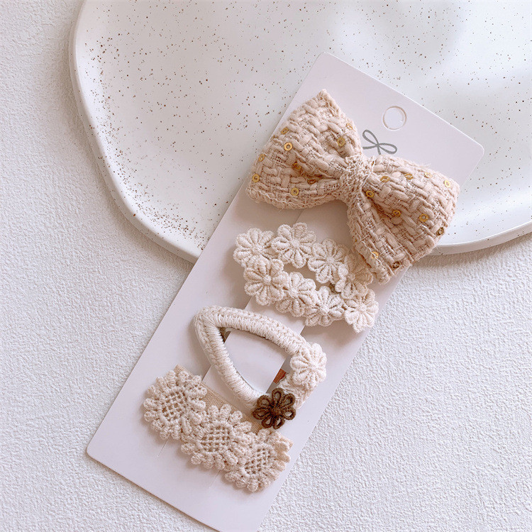4 Cái / bộ Sweet Girls Kẹp Tóc Ren Kẹp Tóc