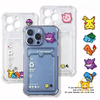Ốp Điện Thoại Ví Pikachu Hoạt Hình Cho Samsung Galaxy A56 A26 M36 A16 A06 M55 A55 A35 A25 A15 M15 F15 M54 5G 4G Vỏ Đựng Thẻ Gengar Dễ Thương Ốp Lưng Mềm