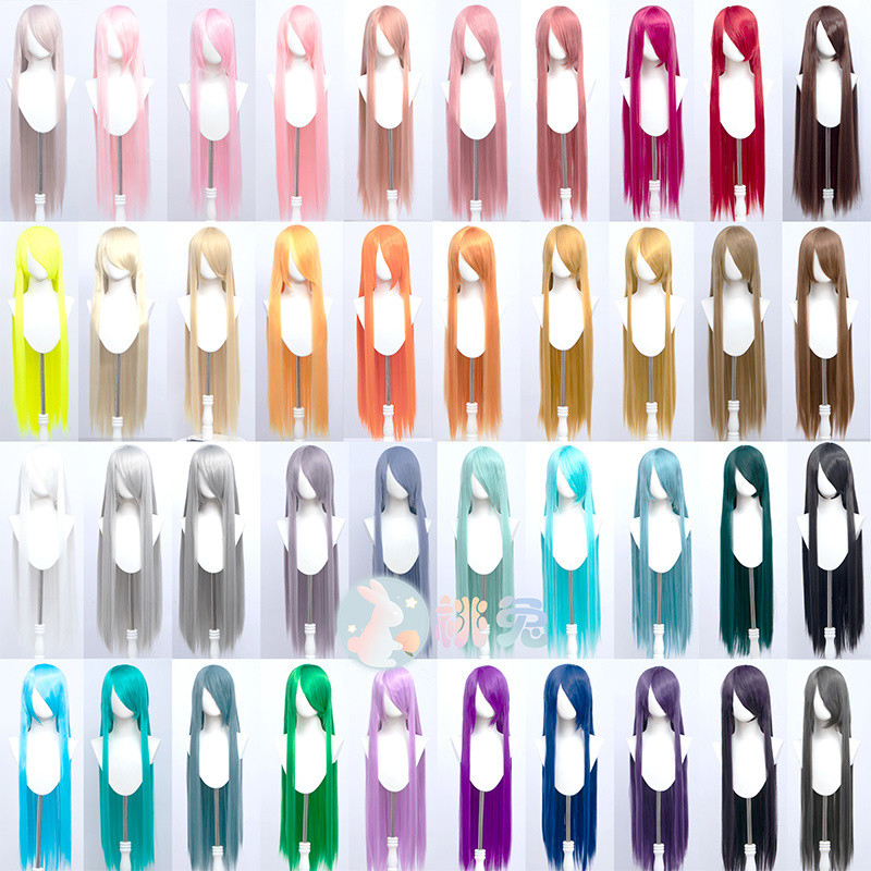 100cm Long Universal Cosplay Wig Bangs Straight Multicolor Modeling ...
