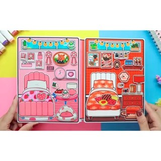 Đồ chơi Búp bê giấy Strawberry vs Chocolate toca toca  Quiet Book đồ chơi bóc dán thủ công diy