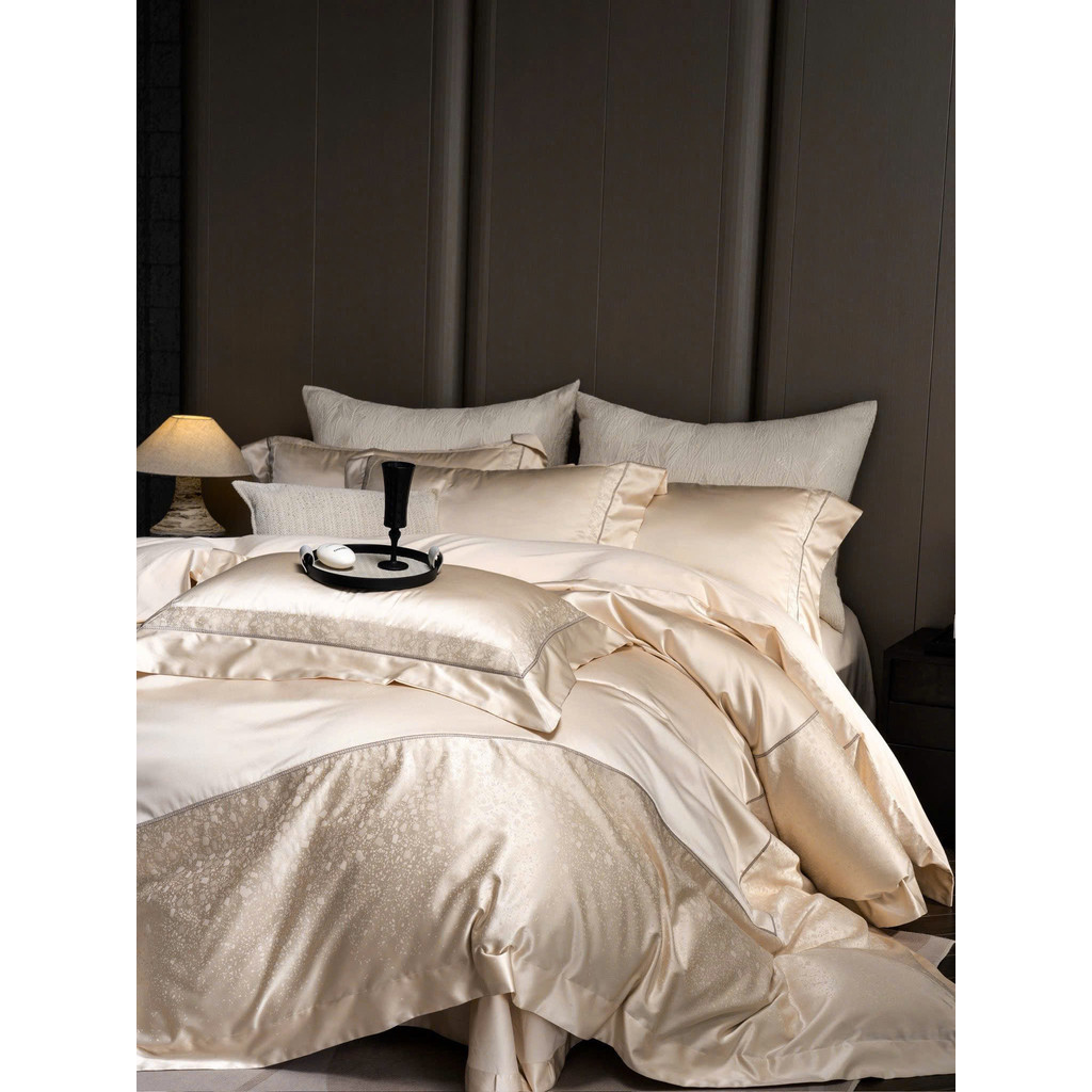 (L5102)Bộ Chăn Ga Gối Chất Liệu Gấm Cao Cấp Ánh Kim Sang Trọng Quý Phái Thanh Lịch - MemMinbedding Luxury