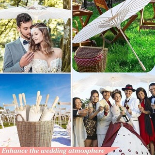 ZENITHCO 1 Chiếc Ô Giấy, Dia 60 / 84cm Đồ Dùng Cưới Trắng Truyền Thống, Trống Tay Cầm DIY Handmade Chụp Ảnh Chống Đỡ Cho Tiệc Cưới Kỷ Niệm
