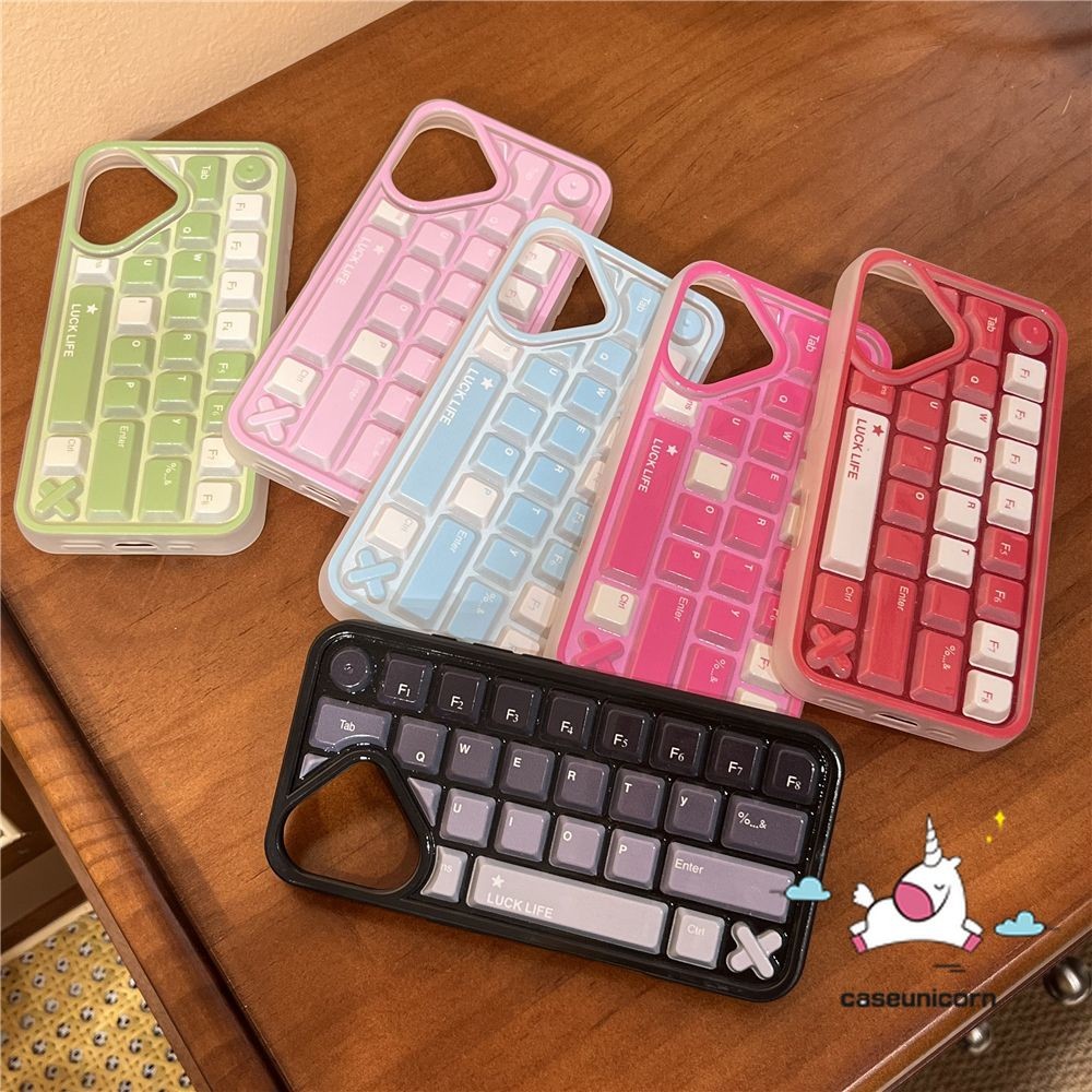 Bàn phím sáng tạo hợp thời trang Vỏ màu kẹo hoạt hình Tương thích cho IPhone 11 17 12 13 14 15 16 Pro Max 16Pro 14 15 13 12 11 Pro Vỏ mềm bàn phím giải trí giảm căng thẳng sang trọng