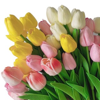 10  bông Hoa Tulip nhân tạo decor Myd.23 Hoa tulip giả trang trí chất liệu cao su PU cao cấp 34cm