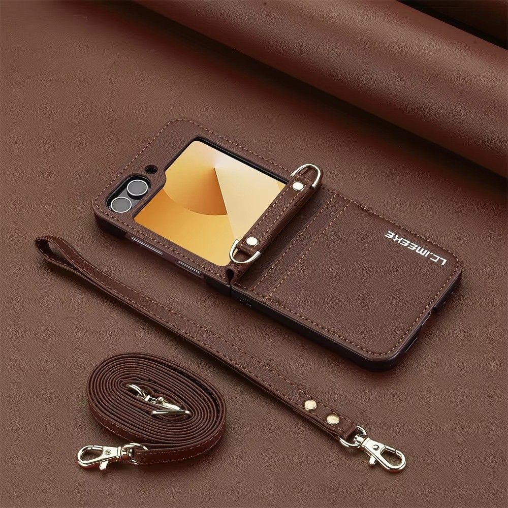 Đeo Ngang Dây Đeo Tay Ví Dành Cho Samsung Galaxy Z Flip 6 5 4 3 Flip6 Flip5 Flip4 Flip3 5G Đựng Thẻ Dây Đeo Tay Bao Da