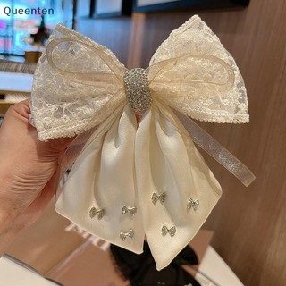 Queenten Mới Kẹp Tóc Satin Vải Trang Trí Nơ Kim Cương Giả Đen Kích Thước Lớn Kẹp Tóc Phụ Kiện Dành Cho Nữ Bé Gái QT