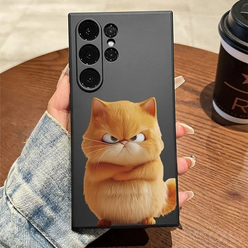 Ốp điện thoại mềm bảo vệ chống sốc hình mèo béo dễ thương thời trang ngộ nghĩnh cho Samsung S24 S23 S22 Plus Ultra S23 FE S21 FE S20 FE