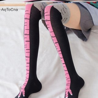 Aqtocna Gà Chân Tất Nữ Trên Đầu Gối Dài Tất Hoạt Hình Ngộ nghĩnh Cotton Chân Gà Móng Vuốt Nữ 3D In Đùi Tất Cao HGVN