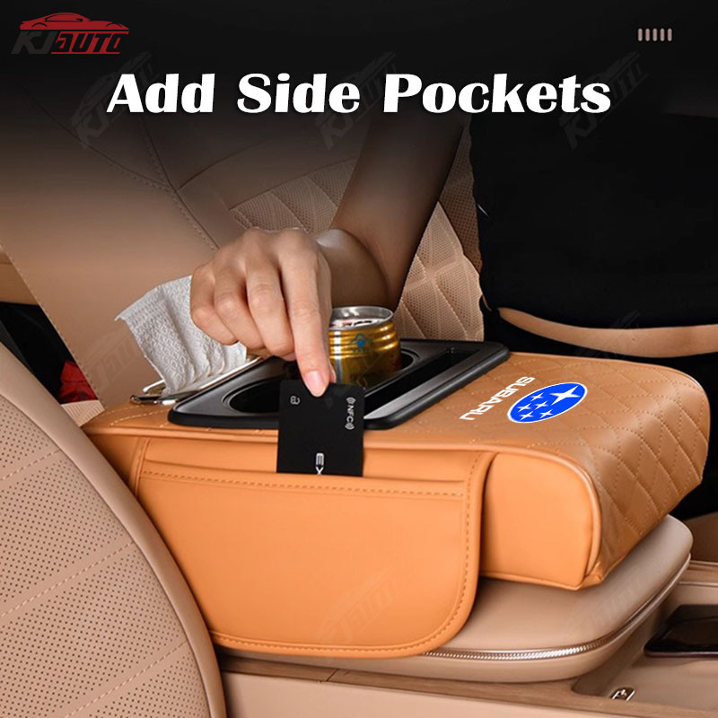 Subaru Xe Tay Hộp Chiều Cao Miếng Lót Da Trung Tâm Túi Bảo Quản Cốc Nước Cho BRZ Forester Legacy Outback WRX WRX STI Impreza XV