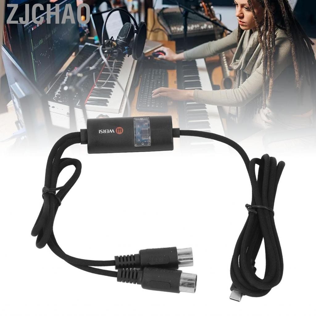 Zjchao Bộ chuyển đổi cáp MIDI sang Type C cắm và chạy linh hoạt 5ft cho bàn phím đàn piano âm nhạc