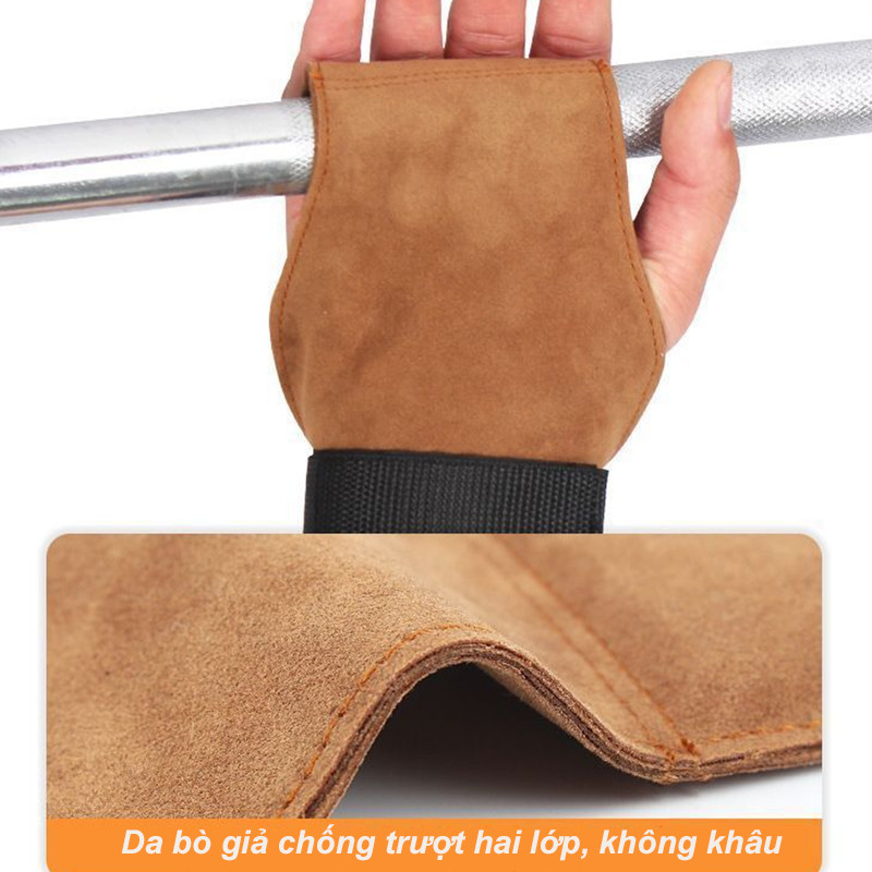 Găng Tay Tập Gym,Lifting Strap, Hỗ Trợ Các Bài Kéo, Deadlift, Lên Xà,Chất liệu da bò chuyên nghiệp