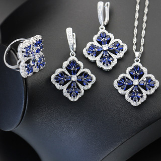 Châu Âu Mỹ ins Phong Cách Mới Cỏ Ba Lá Zircon Bộ Trang Sức Nữ