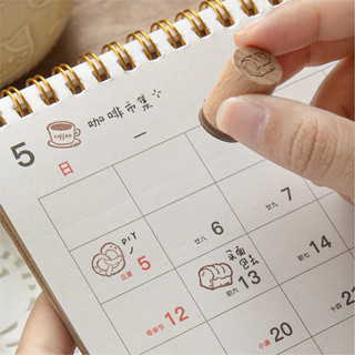 ENWEI 1 Cái [Dòng Làm Bánh Nhỏ] Họa Tiết Vẽ Tay Dễ Thương Để Sử Dụng Hàng Ngày Cói Tem Gỗ Dụng Cụ Thêu Sò Văn Phòng Trường Học Văn Phòng Phẩm