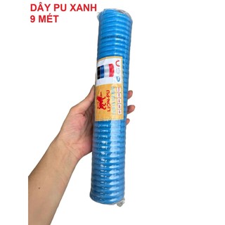 [MÀU XANH] Dây hơi PU xoắn dùng cho máy khí nén phi 8 dài 6m 9m 12m chịu áp lực cao dẻo mềm
