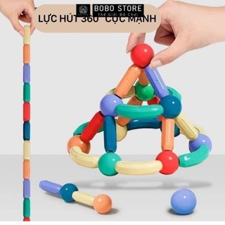 Bộ Xếp Hình Nam Châm 64 Chi Tiết – Đồ Chơi Montessori Từ Tính Thông Minh, An Toàn Cho Bé