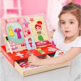 Ghép Hình Thiết Kế Thời Trang Cho Bé, Đồ Chơi Tranh Ghép Nam Châm Thay Trang Phục Bé Gái, Bằng Gỗ Và Nam Châm.