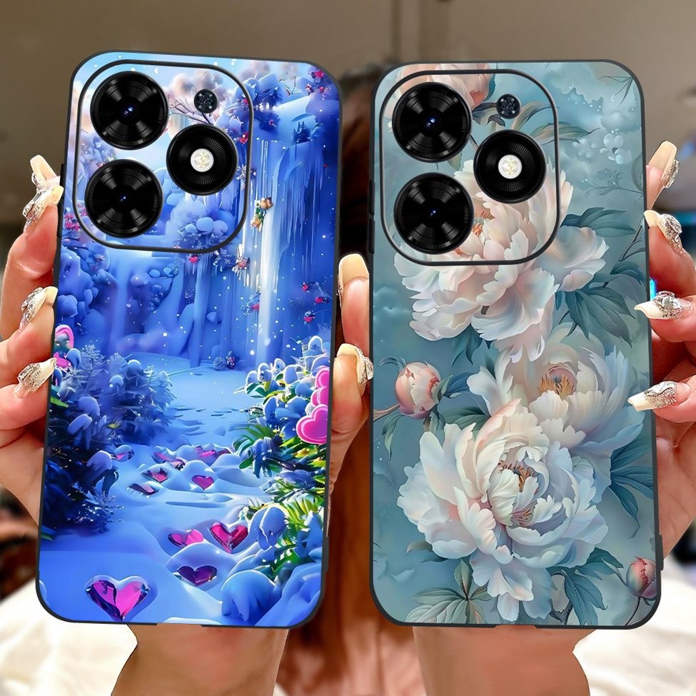 Ốp Lưng Tecno Spark Go 2024 Thẩm Mỹ Mèo Dễ Thương Thời Trang Hoa Sơn Bao Spark Go 2024 Tecno BG6 Vỏ Điện Thoại