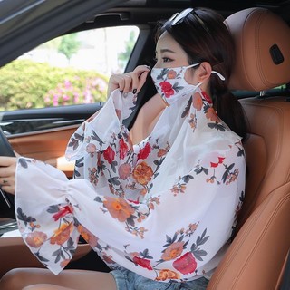 Khăn choàng chống nắng Khăn choàng voan băng lụa Khăn choàng chống tia cực tím Bộ đồ che mặt mùa hè Phiên bản Hàn Quốc