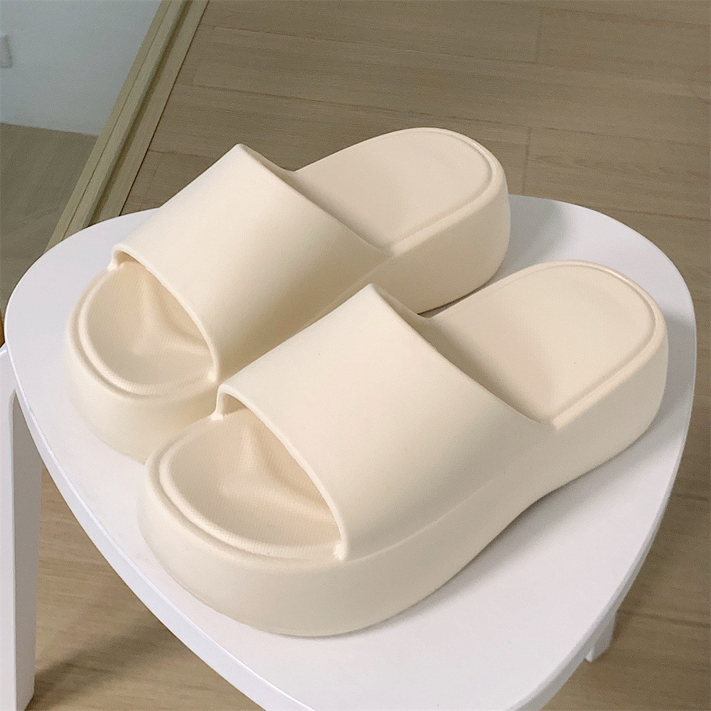 XIXITIAO Dép Giải Trí Ngoài Trời Tăng Chiều Cao Mềm Mại Đế Dày Màu Trơn Nữ Đi Biển Kỳ Nghỉ Đi Biển