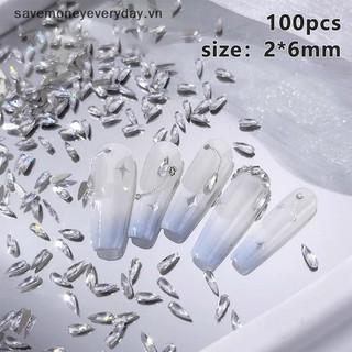 [savemoneyeveryday] 100 Chiếc Mắt Ngựa Siêu Mỏng Zircon Móng Tay Nghệ Thuật Kim Cương Giả Trong Suốt Hình Giọt Nước Đá Flatback Đá Quý 3D Trang Trí Móng Tay [vn]