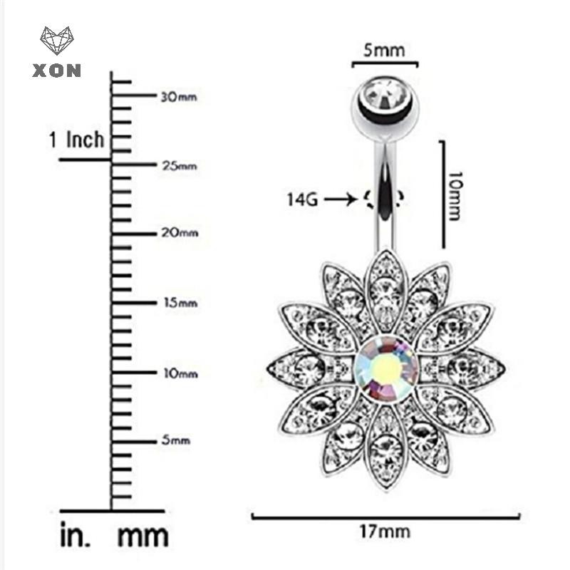 XON Set 7 Khuyên Rốn Thép Không Gỉ Đính Đá Pha Lê