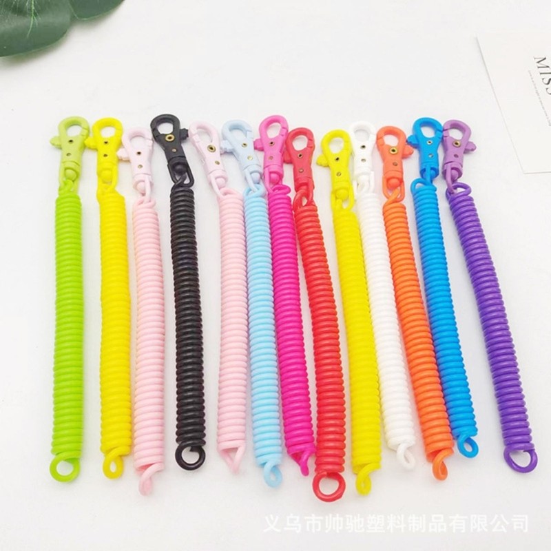 Jenniferab Móc khóa lò xo cuộn dây đàn hồi đầy màu sắc để truy cập chìa khóa an toàn và tiện lợi trong hoạt động đi lại hàng ngày hoặc ngoài trời