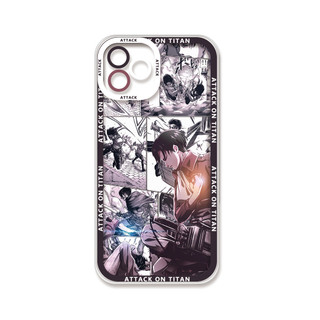 Ốp điện thoại Anime Attack on Titan cho iPhone16 / 15 / 14 / 13 / 12 / 11 / 16E / pro Max / X / 7 / 8 Vỏ mềm trong suốt di động khung màu ống kính trọn gói Vỏ bảo vệ chống sốc chống rơi