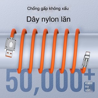 Dây Cáp Sạc Nhanh 120W 6A Bằng Hợp Kim Kẽm Và Silicon Cho iphone, type-C, có 2 Loại USB Và Type C