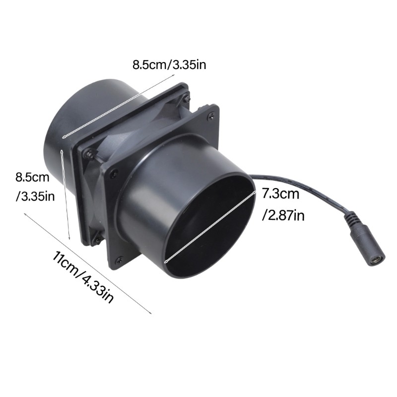 Quạt ống dẫn nội tuyến Mon 12V 8cm có bộ điều khiển tốc độ Máy thổi khí thông gió mạnh mẽ để sưởi ấm Bộ tăng áp làm mát Lều