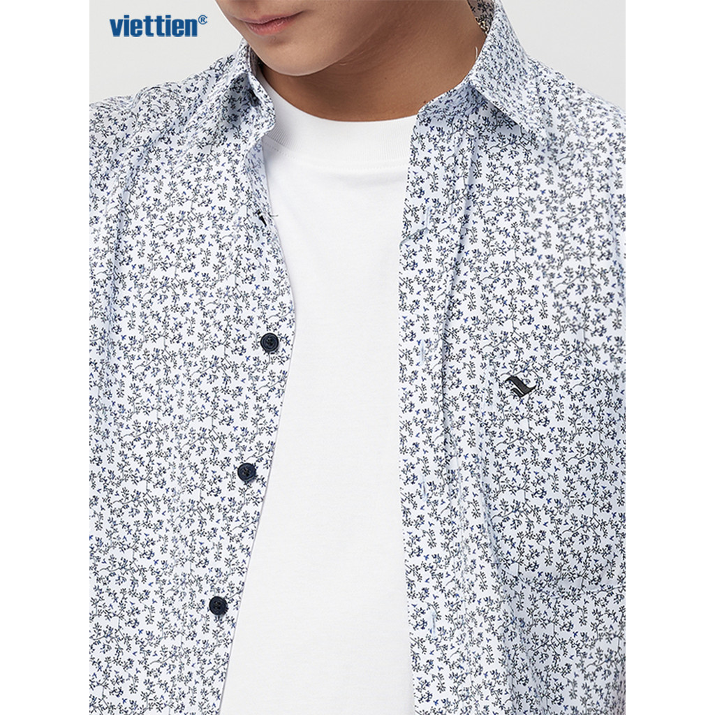 Sơmi ngắn tay lai ngang VIETTIEN SMART CASUAL vải Hoa Hồng form REGULAR VT00000219