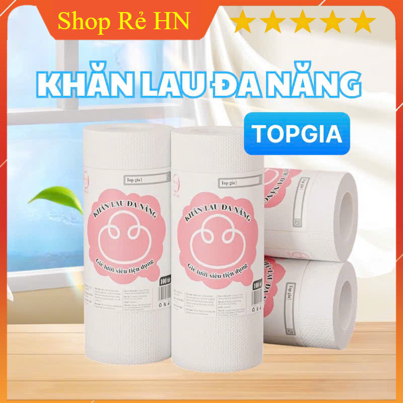 Khăn Lau Đa Năng Cuộn 100 tờ Top Gia Siêu Dai Có Thể Giặt Tái Sử Dụng - Chính Hãng TopGia