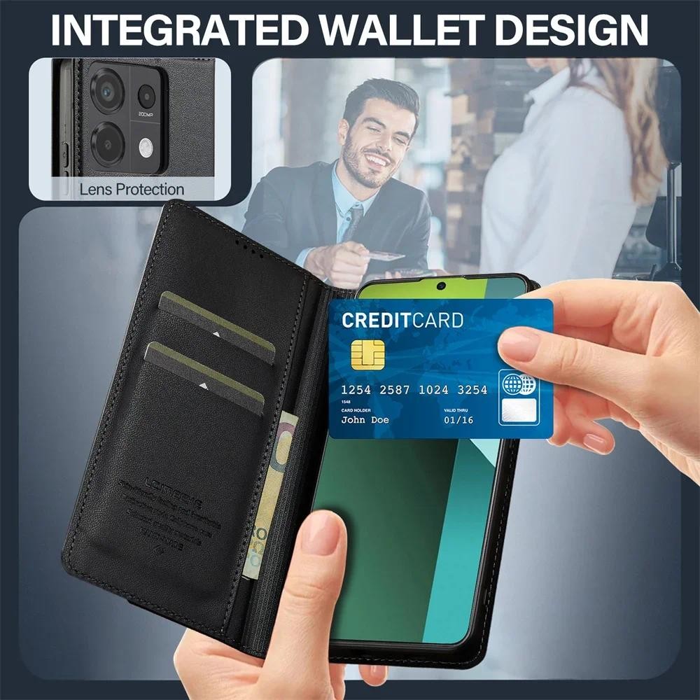Ví Da Lật Có Chân Đế Đựng Thẻ Cho Xiaomi Redmi Note 14 Pro + Plus 11S 12S13 12 11 Pro 4G POCO X5 Pro 5G Vỏ Điện Thoại Bảo Vệ Chống Sốc Có Fli