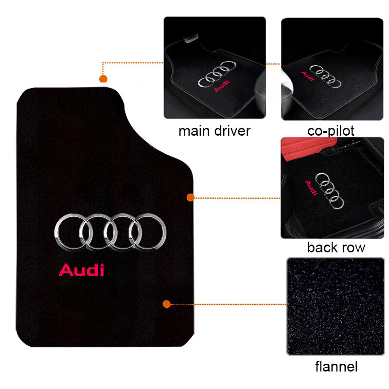 4 Thảm Flannel Thảm Lót Sàn Ô Tô Chống Trơn Trượt Cho Xe Audi A3 A4 A5 A6 A8 Q3 Q5 Q7