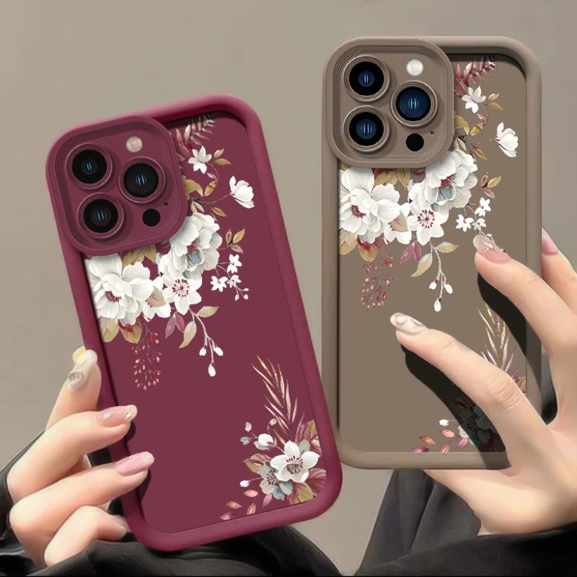 Ốp Điện Thoại Hoa Trắng Tươi Tương Thích Cho iPhone 12 11 Pro Max 12 mini X XR XS Max Silicon Mềm Bảo Vệ Ống Kính Máy Ảnh