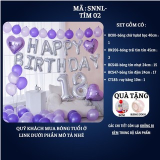 Set Trang Trí Sinh Nhật Bằng Bóng Bay Màu Tím SNNL- Tím 02