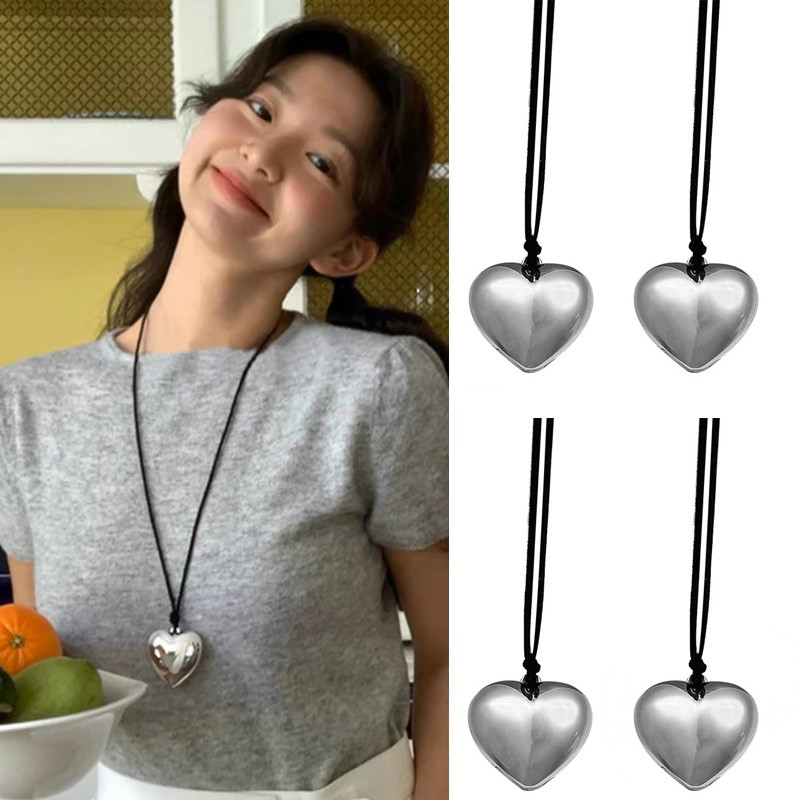 Ngày Lễ Tình Nhân Đơn Giản Lớn Trái Tim Tình Yêu Mặt Dây Chuyền Vòng Cổ Thắt Nơ Dây Có Thể Điều Chỉnh Dây Xích