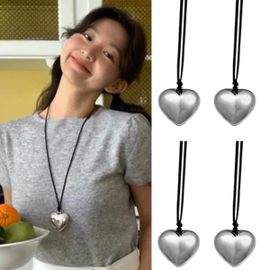 Ngày Lễ Tình Nhân Đơn Giản Lớn Trái Tim Tình Yêu Mặt Dây Chuyền Vòng Cổ Thắt Nơ Dây Có Thể Điều Chỉnh Dây Xích
