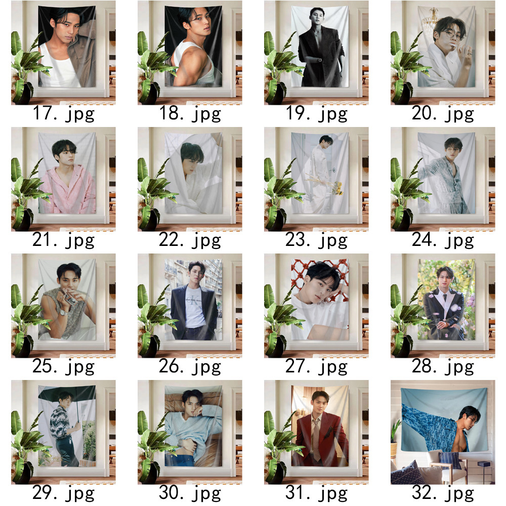Kpop SEVENTEEN Kim Mingyu Tấm thảm treo tường có kẹp Tấm thảm Polyester Treo tường phòng ngủ